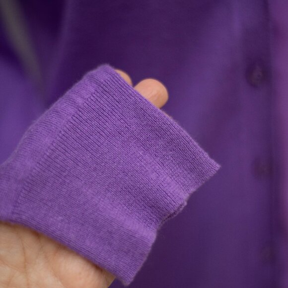 Ralph Lauren Purple Linen Blend Cardigan Womens XS/TP V-Neck Chiffon Trim Preppy - Picture 4 of 7